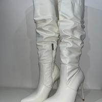Stivali alti bianchi con tacco – overknee eleganti