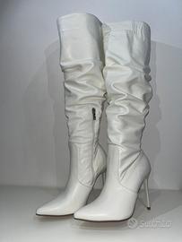 Stivali alti bianchi con tacco – overknee eleganti