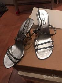 Scarpe sandali gioiello 39 platino trancanelli