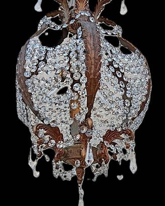 ANTICO LAMPADARIO SWAROVSKI 3 LUCI RESTAURATO