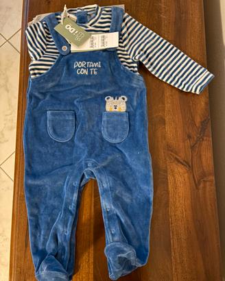 Tutina neonato blu con orsetto