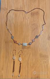 collana rame, acquamarina e adularia