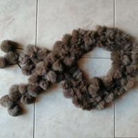 Sciarpa pon pon in pelliccia di coniglio e lana