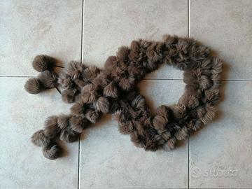 Sciarpa pon pon in pelliccia di coniglio e lana