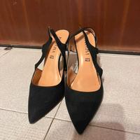 Scarpe Chanel donna pelle nera con tacco sottile