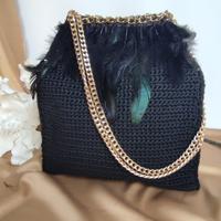 Borsa modello Falabella in tricot nero