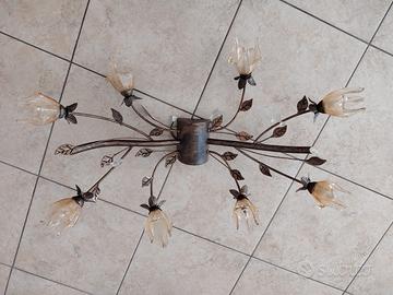 Lampadario a soffitto + 2 Abat jour da appoggio