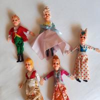5 MARIONETTE in celluloide, anni '70