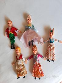 5 MARIONETTE in celluloide, anni '70