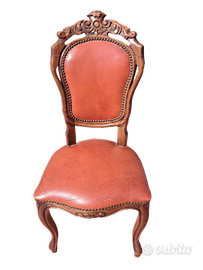 6 sedie stile Luigi Filippo - Noce e Pelle