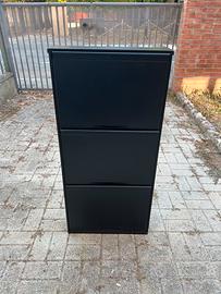 Scarpiera Slim Metallo Nera 3 Ante 104x49x13.5 cm