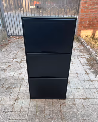Scarpiera Slim Metallo Nera 3 Ante 104x49x13.5 cm