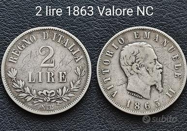 2 lire Valore 1863 Napoli  