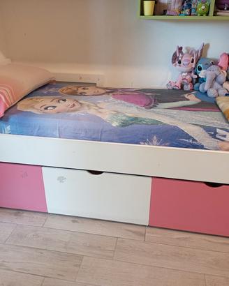 letto singolo con cassettoni