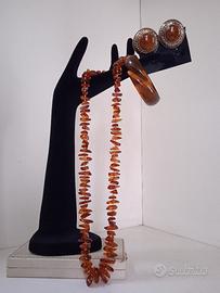 Lotto vintage collana AMBRA+bracciale+orecchini