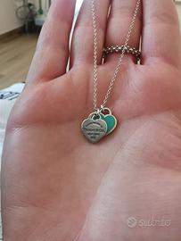 Collana Tiffany Pendente Double Heart Tag Mini