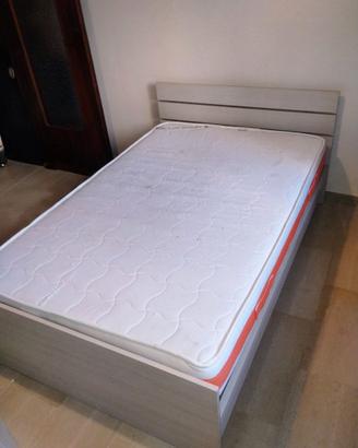 Letto 1 piazza e mezza beige + Rete + Materasso