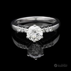 SOLITARIO ANELLO ORO BIANCO 18 KT BRILLANTI 0.93CT