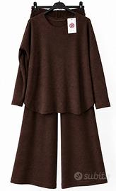 Completo Donna Marrone Scuro Maglia Pantaloni