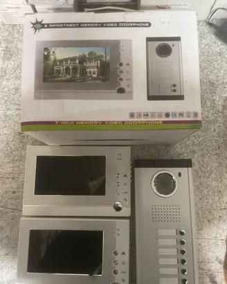 Kit videocitofono bifamiliare 4 fili 2 monitor 7