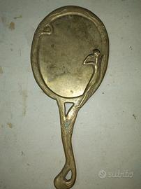 Antico specchio epoca deco' anni 20/30 in bronzo