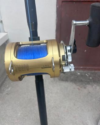 Canna da pesca con mulinello e filo