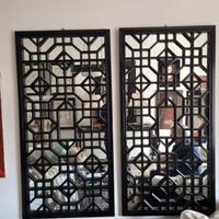 Coppia di Pannelli Decorativi con Specchio