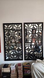 Coppia di Pannelli Decorativi con Specchio