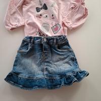 Set 2 pezzi bambina top, gonna Idexe Prenatal 98cm