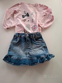 Set 2 pezzi bambina top, gonna Idexe Prenatal 98cm
