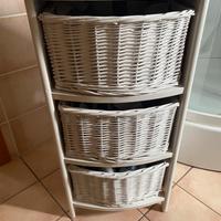 Mobiletto con cassettiera vimini