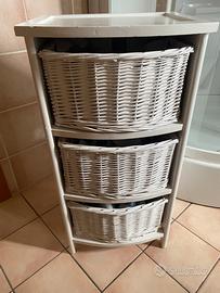 Mobiletto con cassettiera vimini