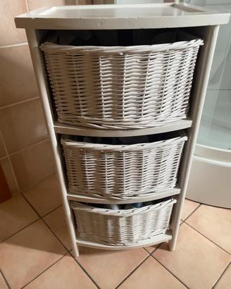 Mobiletto con cassettiera vimini