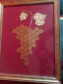quadro con monete 200 lire