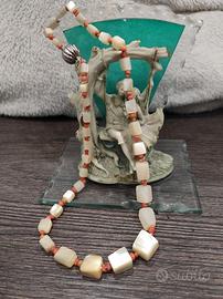 Collana vintage argento e pietra naturale