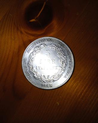 moneta 5 lire 1848