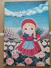 Puzzle con bambina in prato di fiori