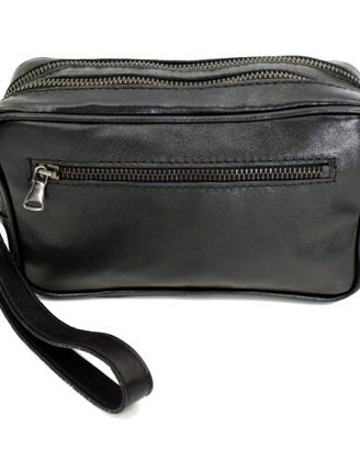 Borsello Uomo da polso Pochette Vera Pelle Nero