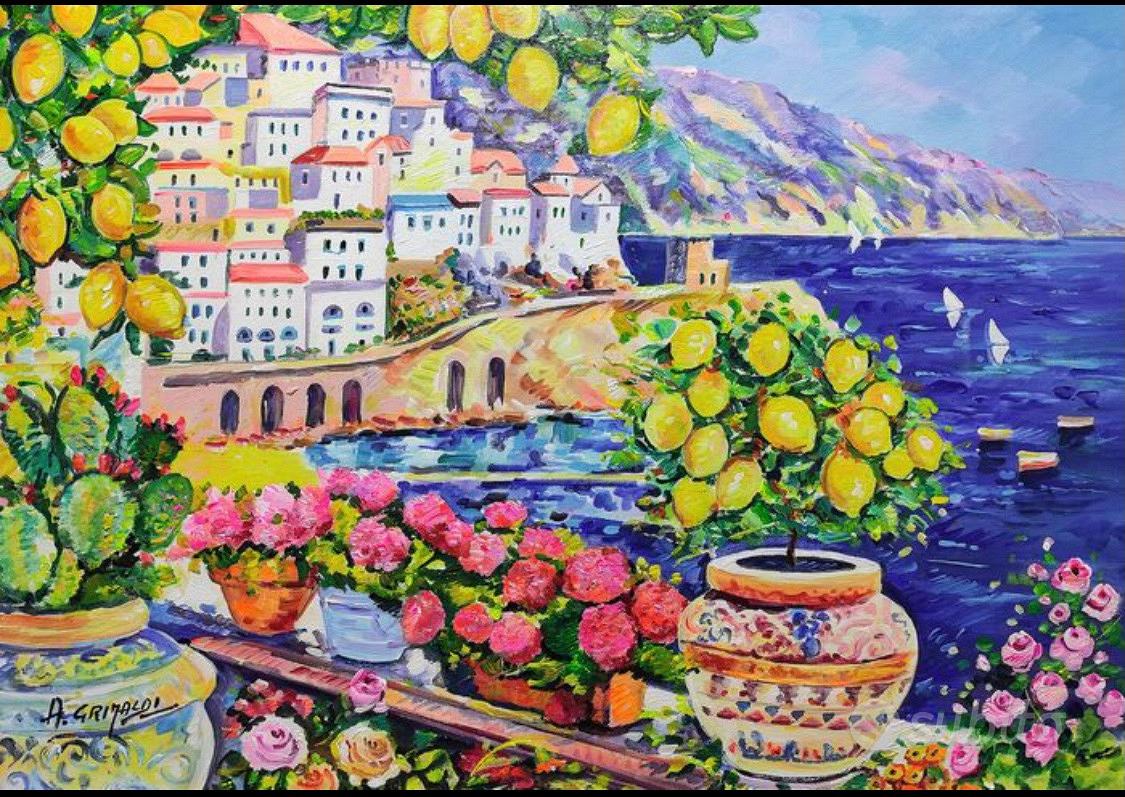 Alfredo Grimaldi rose e limoni olio su tela 50x70 - Collezionismo In  vendita a Avellino