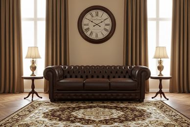 Chester 3 posti in vera pelle vintage brown lucida