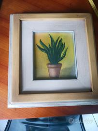 Quadro olio raffigurante 'Pianta grassa' mis 32x35