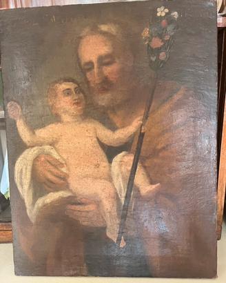 Dipinto S. Giuseppe col Bambino Olio su tela