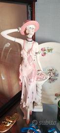 Statua Dama Vintage anni 20 in porcellana,Liberty