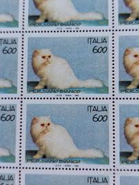 GATTO PERSIANO BIANCO - FOGLIO  50 FRANCOBOLLI