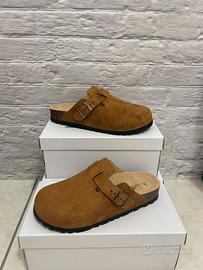 Sabot donna punta chiusa ciabatte fibbia camel 38
