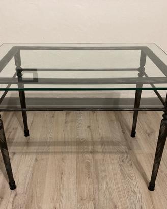 Tavolo da caffè in ferro battuto e vetro temperato