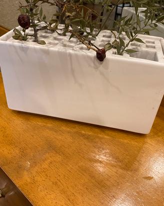 Vaso per Fiori Ikebana Ceramica Bia Griglia vintag