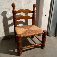 Sedia Bassa in Legno con seduta Impagliata