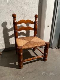 Sedia Bassa in Legno con seduta Impagliata