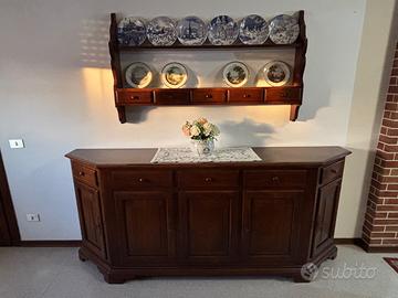 Credenza Sagomata in Legno Massiccio con Piattaia